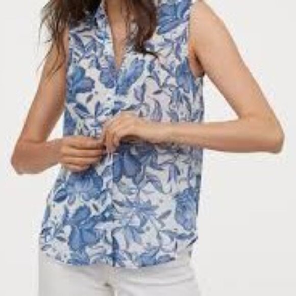 H&M Sheer Button Down Sleeveless Blouse - Picture 1 of 10